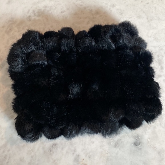 Adrienne Landau Rabbit Fur Scarf Black - Picture 2 of 3
